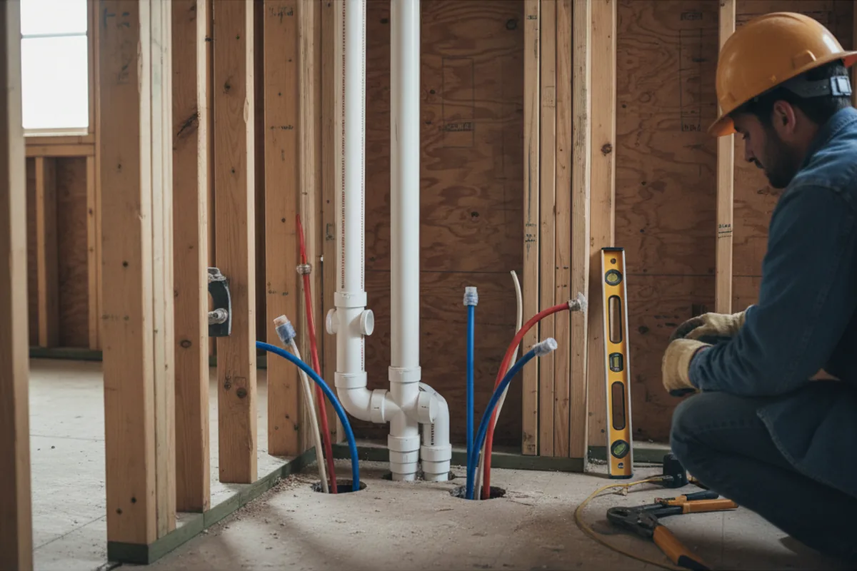 Drain and supply rough-in during Drain Cleaning in Belle Plaine